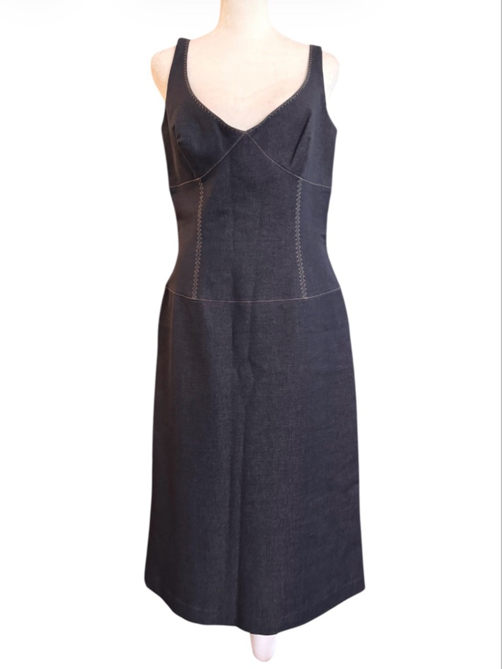 TAHARI denim cotton blend tank dress, size 10